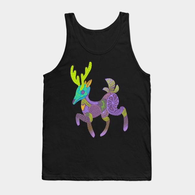 Whimsical Purple Cactus Deer Alebrije Tank Top by narwhalwall